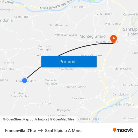 Francavilla D'Ete to Sant'Elpidio A Mare map