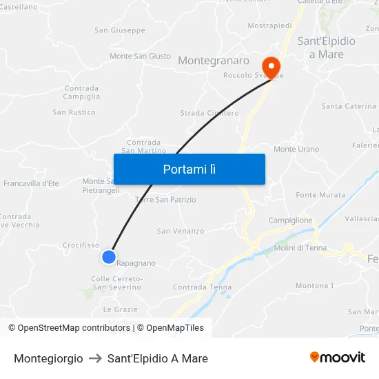 Montegiorgio to Sant'Elpidio A Mare map