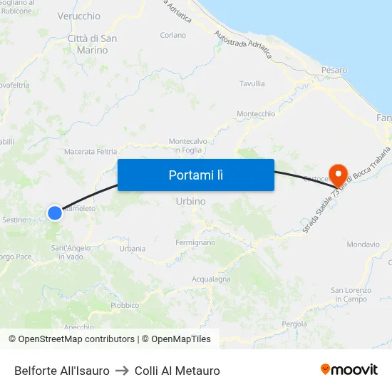 Belforte All'Isauro to Colli Al Metauro map