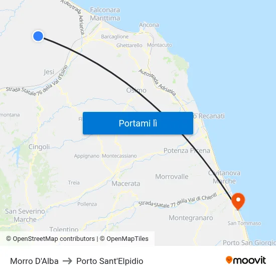 Morro D'Alba to Porto Sant'Elpidio map