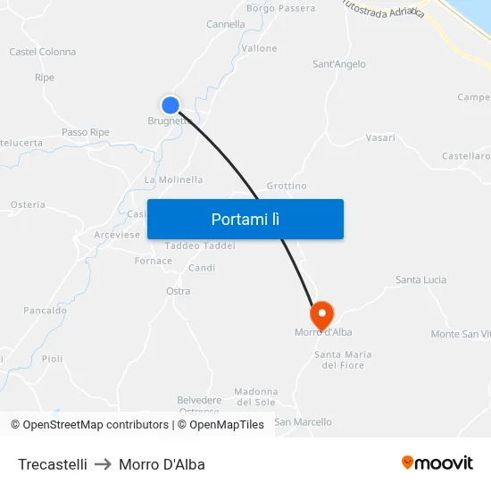 Trecastelli to Morro D'Alba map
