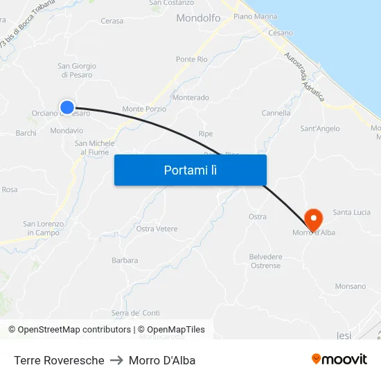 Terre Roveresche to Morro D'Alba map