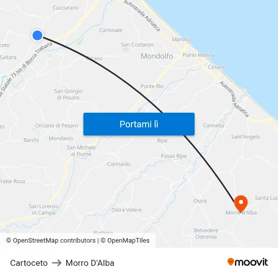 Cartoceto to Morro D'Alba map