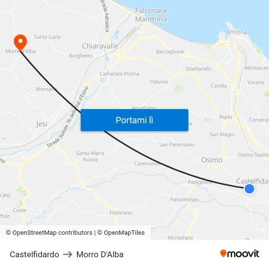 Castelfidardo to Morro D'Alba map