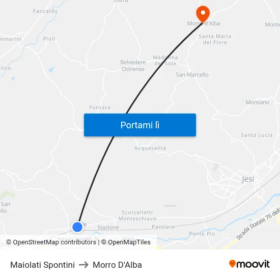 Maiolati Spontini to Morro D'Alba map
