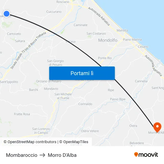 Mombaroccio to Morro D'Alba map