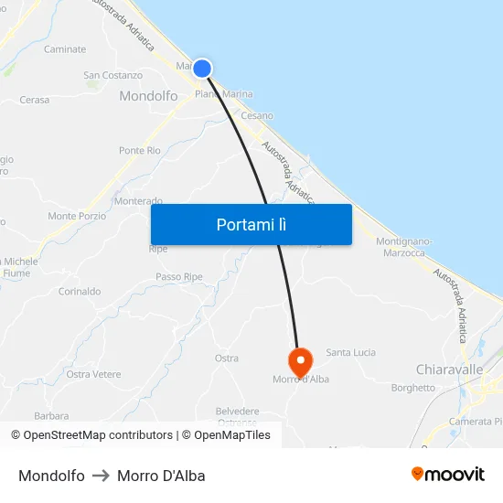 Mondolfo to Morro D'Alba map