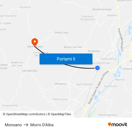 Monsano to Morro D'Alba map