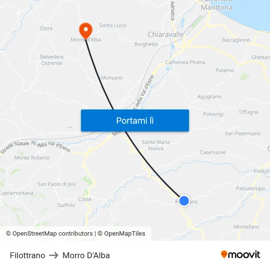 Filottrano to Morro D'Alba map