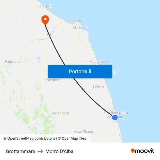 Grottammare to Morro D'Alba map
