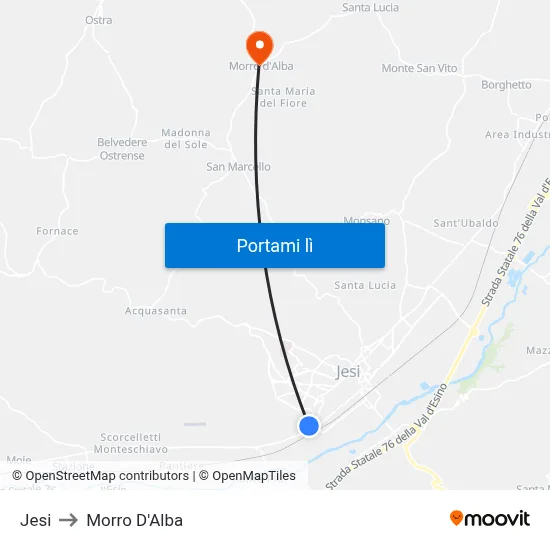 Jesi to Morro D'Alba map