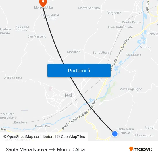 Santa Maria Nuova to Morro D'Alba map