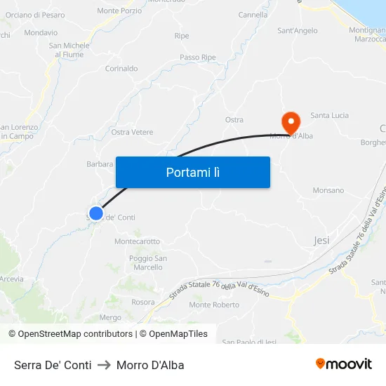 Serra De' Conti to Morro D'Alba map