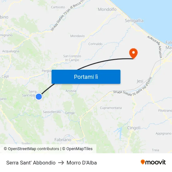 Serra Sant' Abbondio to Morro D'Alba map