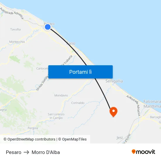 Pesaro to Morro D'Alba map