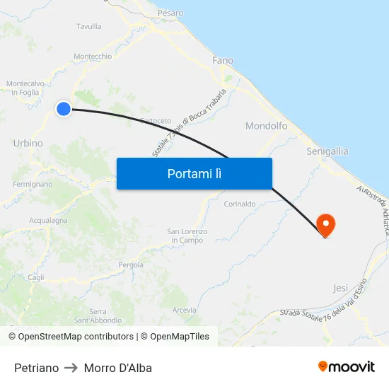Petriano to Morro D'Alba map