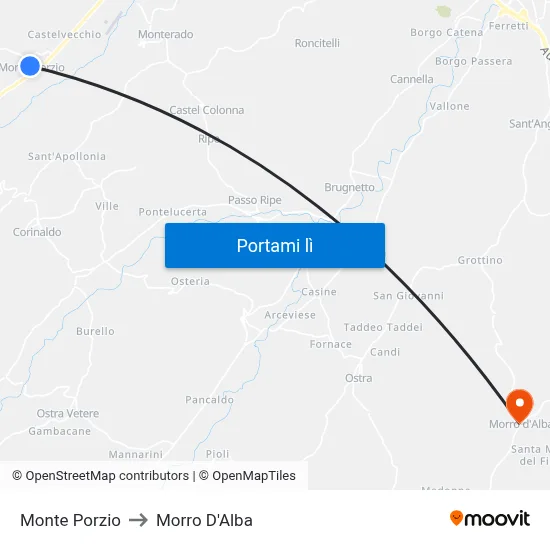 Monte Porzio to Morro D'Alba map