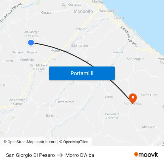 San Giorgio Di Pesaro to Morro D'Alba map