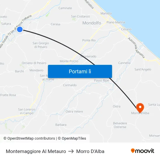 Montemaggiore Al Metauro to Morro D'Alba map