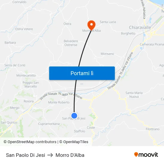 San Paolo Di Jesi to Morro D'Alba map