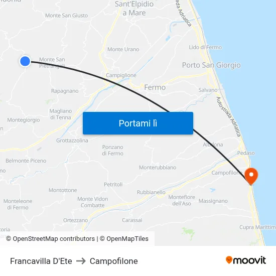 Francavilla D'Ete to Campofilone map