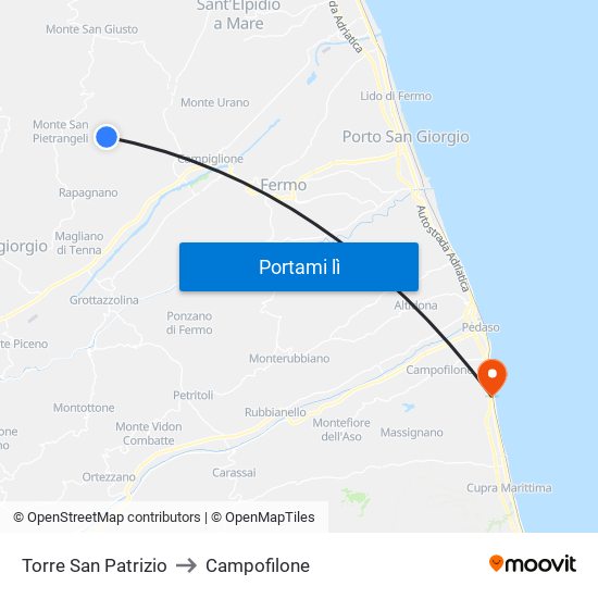 Torre San Patrizio to Campofilone map