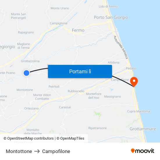 Montottone to Campofilone map