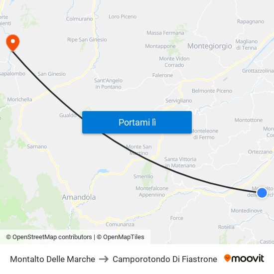 Montalto Delle Marche to Camporotondo Di Fiastrone map