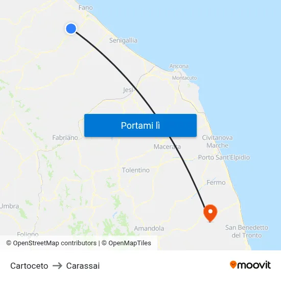 Cartoceto to Carassai map