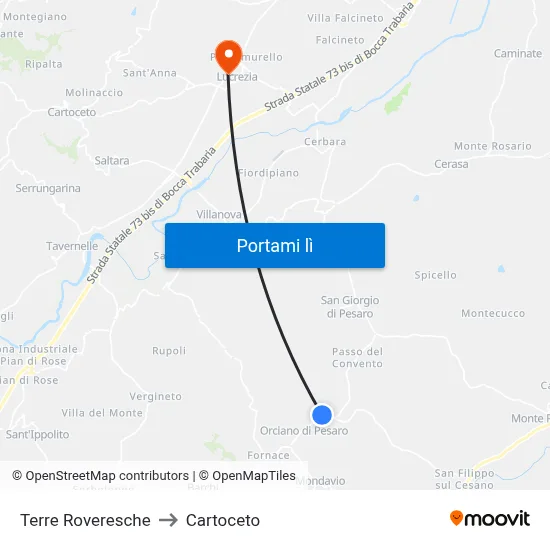 Terre Roveresche to Cartoceto map