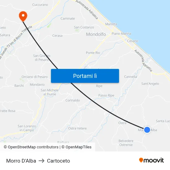 Morro D'Alba to Cartoceto map