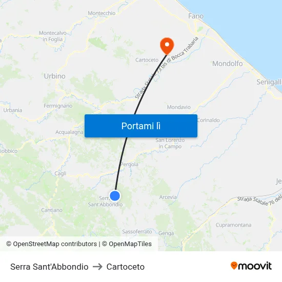 Serra Sant'Abbondio to Cartoceto map