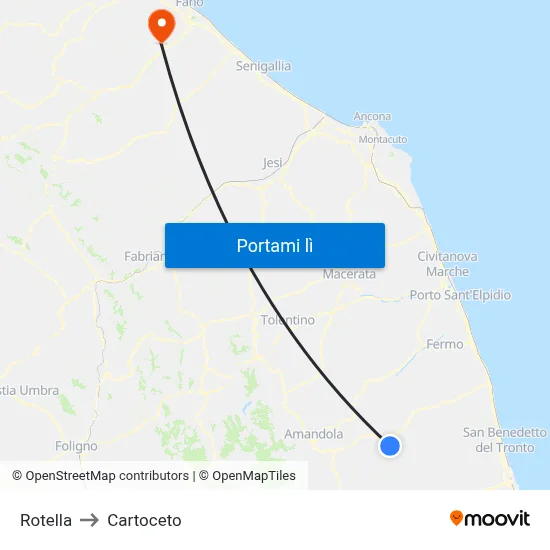 Rotella to Cartoceto map