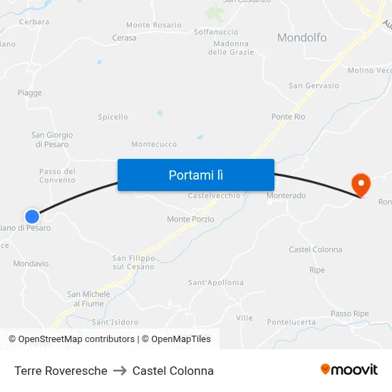 Terre Roveresche to Castel Colonna map