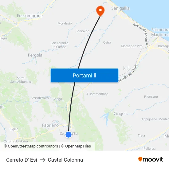 Cerreto D' Esi to Castel Colonna map