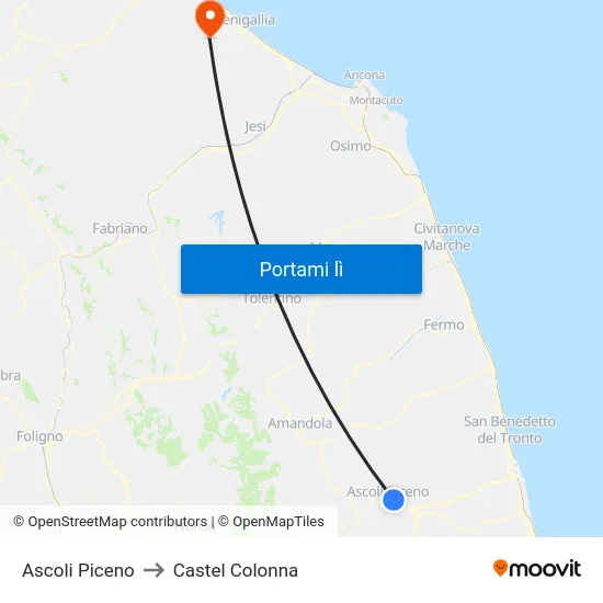 Ascoli Piceno to Castel Colonna map