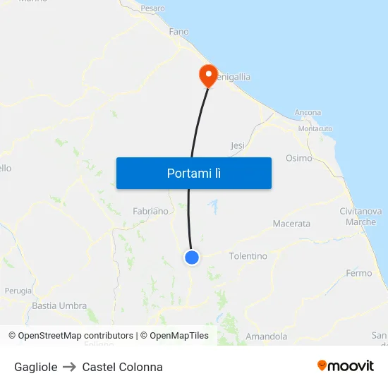 Gagliole to Castel Colonna map