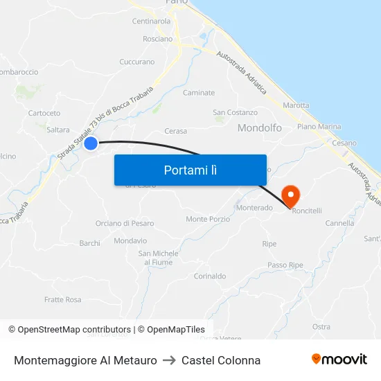 Montemaggiore Al Metauro to Castel Colonna map