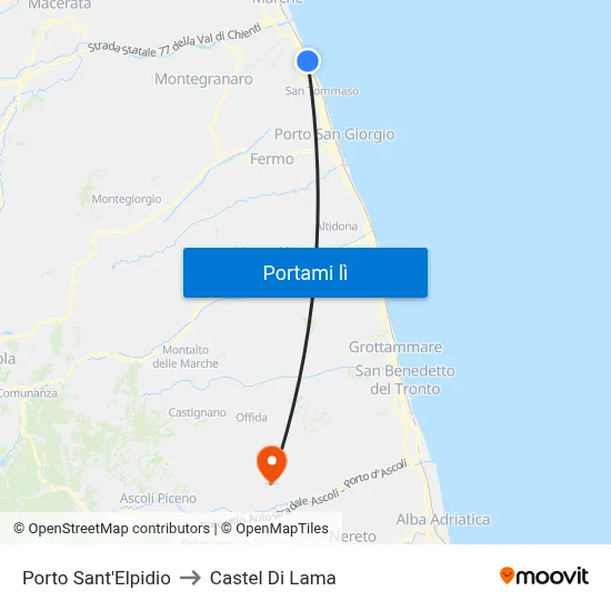 Porto Sant'Elpidio to Castel Di Lama map