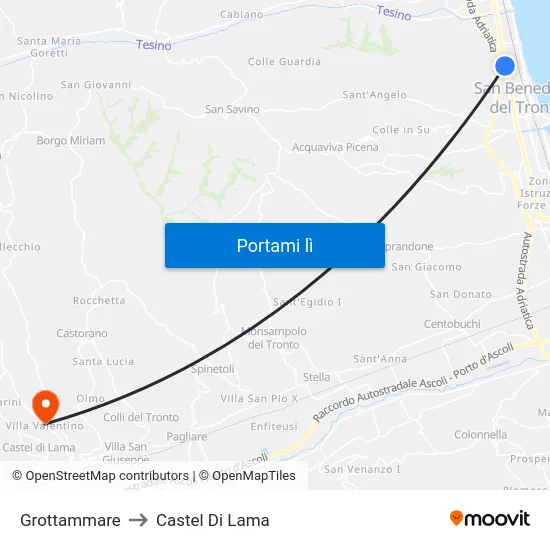 Grottammare to Castel Di Lama map