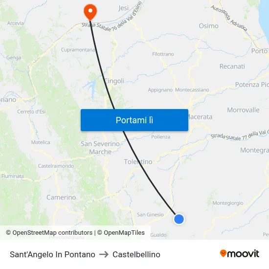 Sant'Angelo In Pontano to Castelbellino map