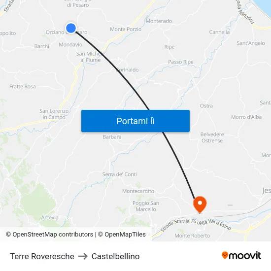 Terre Roveresche to Castelbellino map