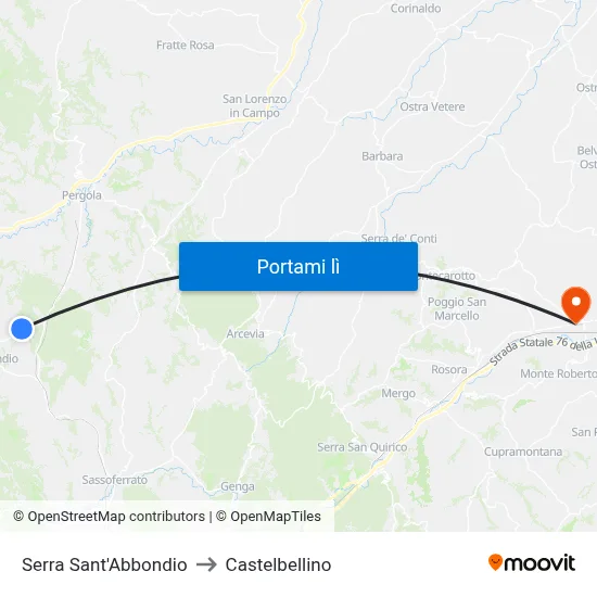 Serra Sant'Abbondio to Castelbellino map
