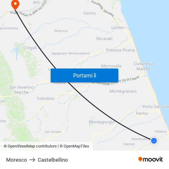 Moresco to Castelbellino map