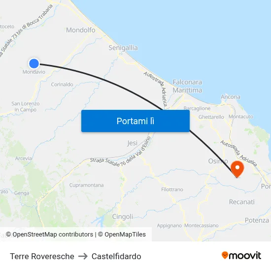 Terre Roveresche to Castelfidardo map