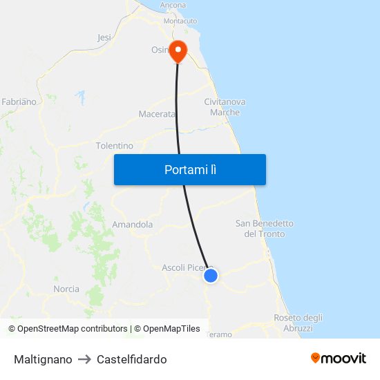 Maltignano to Castelfidardo map