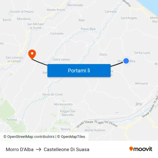 Morro D'Alba to Castelleone Di Suasa map