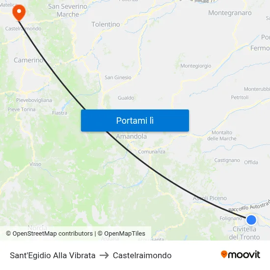 Sant'Egidio Alla Vibrata to Castelraimondo map