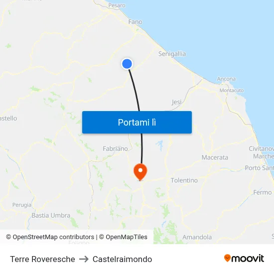 Terre Roveresche to Castelraimondo map