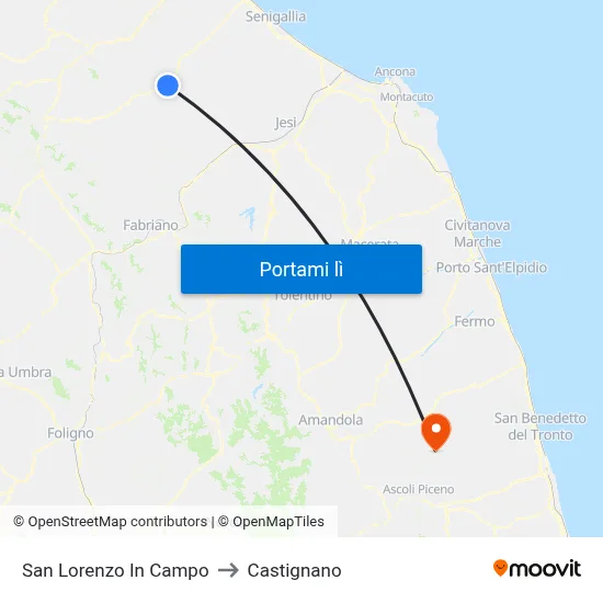 San Lorenzo In Campo to Castignano map